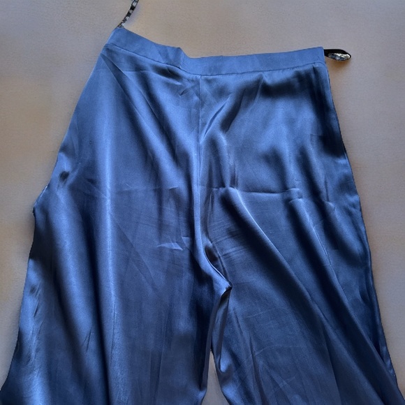 Missguided Petite Satin Wide Leg Trousers Blue - Picture 7 of 8